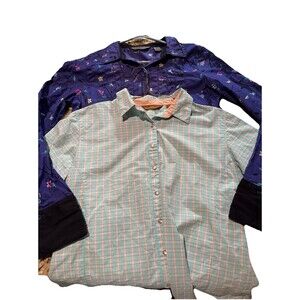 Aura by Wrangler Women's Large Shirt Lot - 2 Pack: Plaid & Floral Western Style